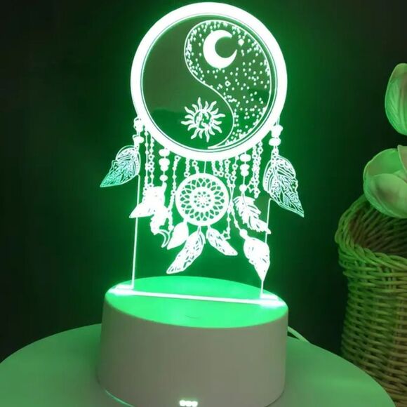 3D Dreamcatcher LED Color Changing Night Light - Picture 3 of 4